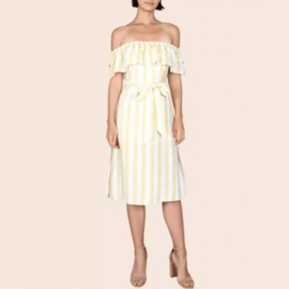 VICI Essue Off-Shoulder Striped Midi Dress, Size XS/S
